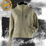 Khaki crop fleece 1/2 zip - Green MF - Image 2